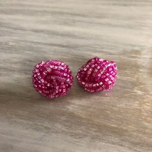 Pink beaded knot earrings
